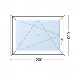 Ventana de plástico | 120x90 cm (1200x900 mm) | blanco | apertura y basculación | izquierda