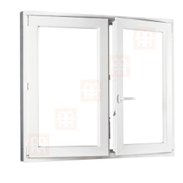 Double-leaf plastic window 150x120 cm (1500x1200 mm), right, white | TROCAL | triple glazing