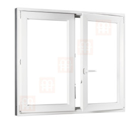 Double-leaf plastic window 150x120 cm (1500x1200 mm), right, white | TROCAL | triple glazing