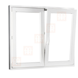 Double-leaf plastic window 180x150 cm (1800x1500 mm), right, white | TROCAL | triple glazing