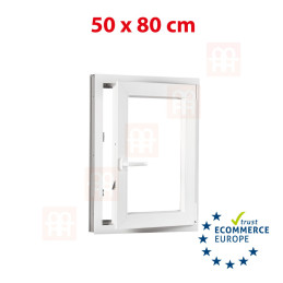 Fenêtre en plastique | 50 x 80 cm (500 x 800 mm) | blanche | ouvrante et basculante | droite