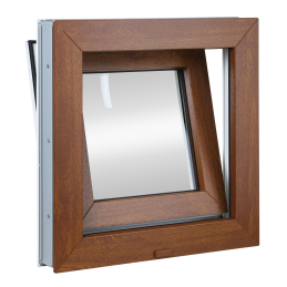 Plastic window 50x50 cm (500x500mm) tilting / hinged white / golden oak