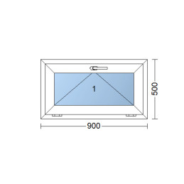 Ventana de plástico 90x50 cm (900x500mm) inclinable blanco / roble dorado