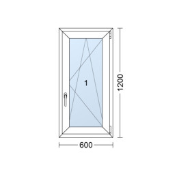 Plastic window 60x120 cm (600x1200mm) opening and tilting right white / golden oak
