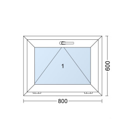 Plastic venster 80x60 cm (800x600mm) kantelbaar wit / antraciet