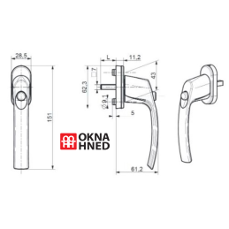 Security handle with locking button for windows and patio doors white