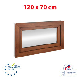 Plastic window 120x70 cm (1200x700mm) tilting / hinged white / golden oak