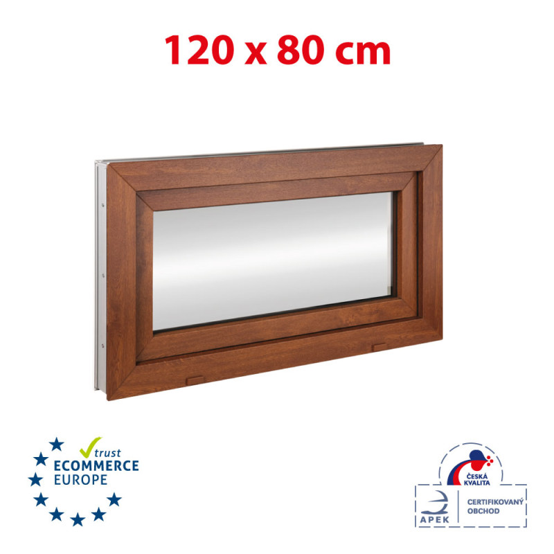 Finestra in plastica 120x80 cm (1200x800mm) inclinabile bianca / quercia dorata