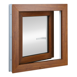 Ventana de plástico 55x55 cm (550x550mm) apertura y basculación derecha blanco / roble dorado