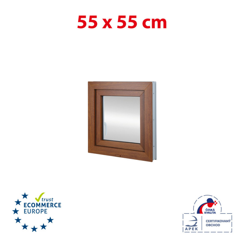 Ventana de plástico 55x55 cm (550x550mm) apertura y plegado izquierda blanco / roble dorado