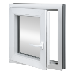 Plastic window 55x55 cm (550x550mm) opening and tilting left white / golden oak