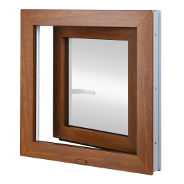 Plastic window 55x55 cm (550x550mm) opening and tilting left white / golden oak