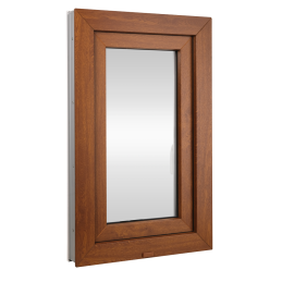 Plastic venster 50x80 cm (500x800mm) open en kantelbaar rechts wit / gouden eik