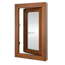 Plastic window 50x80 cm (500x800mm) opening and tilting left white / golden oak