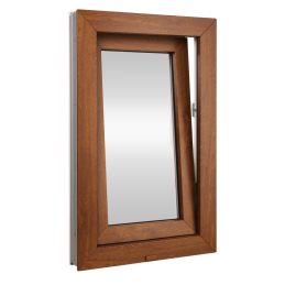 Fenêtre en plastique 60x80 cm (600x800mm) ouverture et basculement droite blanc / chêne doré