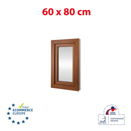 Fereastră din plastic 60x80 cm (600x800mm) deschidere și pliere stânga alb / stejar auriu