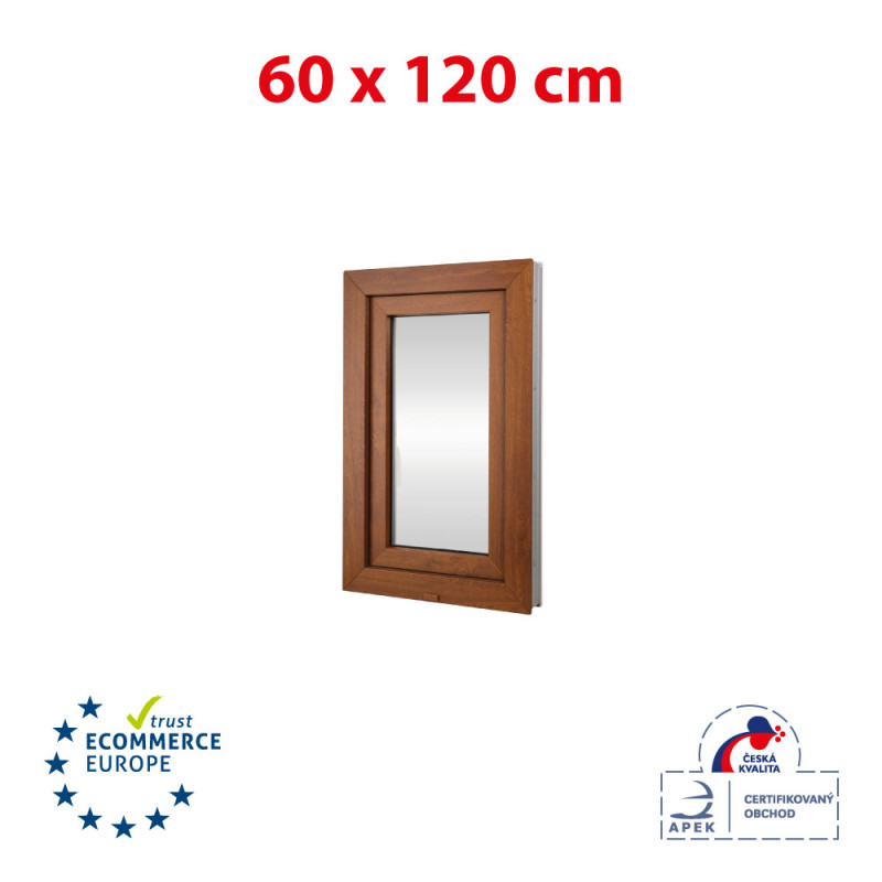 Fenêtre en plastique 60x120 cm (600x1200mm) ouverture et pliage gauche blanc / chêne doré