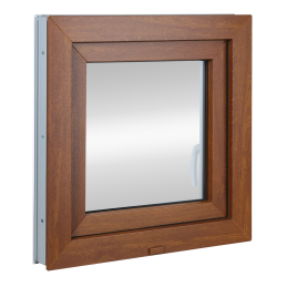 Ventana de plástico 80x80 cm (800x800mm) apertura y basculación derecha blanco / roble dorado