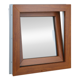 Plastic venster 80x80 cm (800x800mm) open en kantelbaar rechts wit / gouden eik