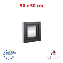 Ventana de plástico 50x50 cm (500x500mm) inclinable blanco / antracita