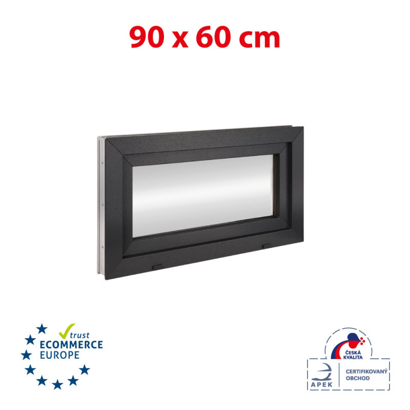 Ventana de plástico 90x60 cm (900x600mm) inclinable blanco / antracita