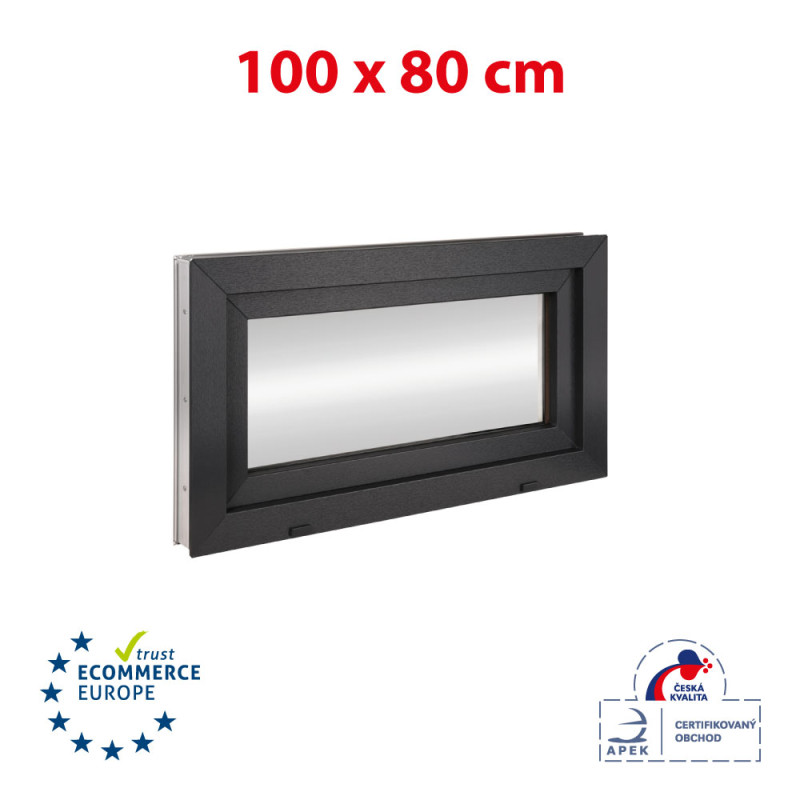 Пластмасов прозорец 100x80 cm (1000x800mm) накланящ се бял / антрацит