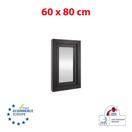 Пластмасов прозорец 60x80 cm (600x800mm) отваряне и накланяне десен бял / антрацит