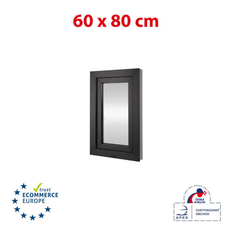 Fereastră din plastic 60x80 cm (600x800mm) deschidere și pliere stânga alb / antracit