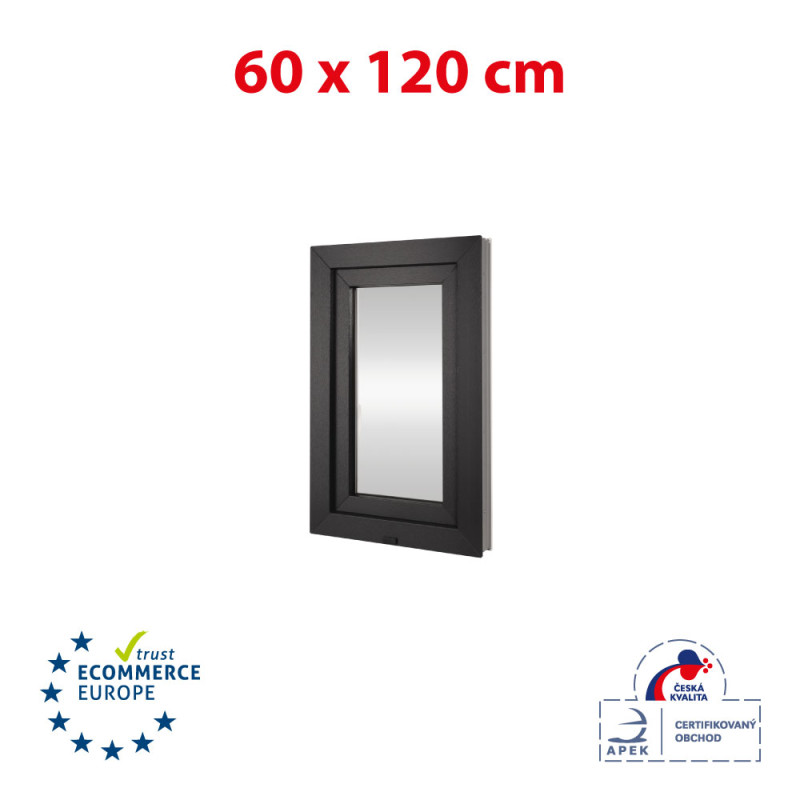 Plastic window 60x120 cm (600x1200mm) opening and tilting left white / anthracite