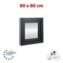 Fenêtre en plastique 80x80 cm (800x800mm) ouverture et basculement droite blanc / anthracite