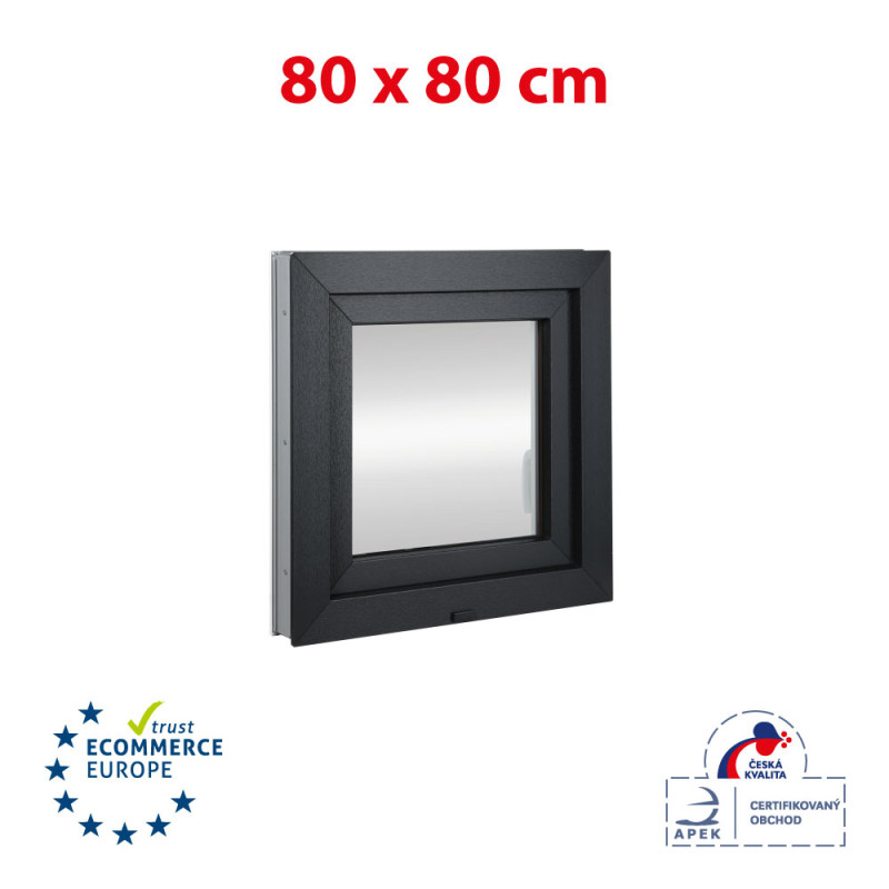 Finestra in plastica 80x80 cm (800x800mm) apertura e ribaltamento destra bianca / antracite