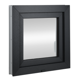 Plastic venster 80x80 cm (800x800mm) open en kantelbaar rechts wit / antraciet