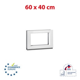 Ventana de plástico | 60x40 cm (600x400 mm) | blanca | fija (sin apertura)