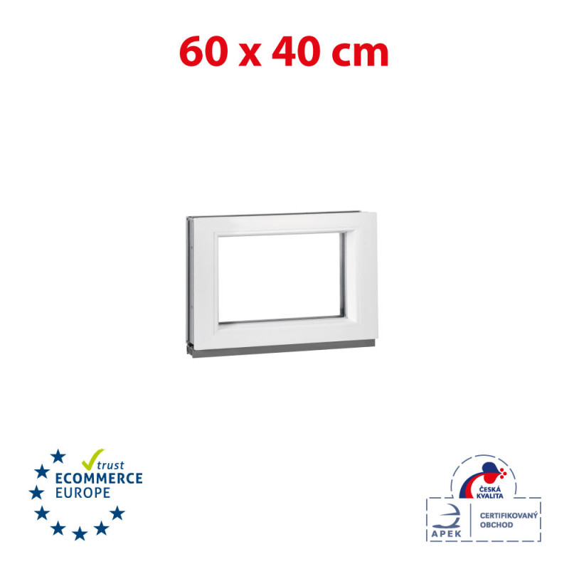 Plastic window 60x40 cm (600x400 mm), fixed, white | TROCAL