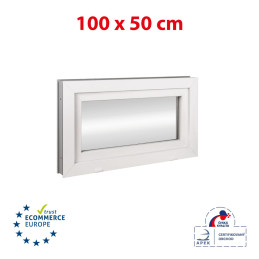 Plastic window 100x50 cm (1000x500 mm), tilt, white | TROCAL