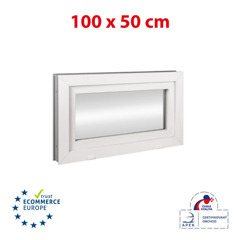 Plastic window 100x50 cm (1000x500 mm), tilt, white | TROCAL