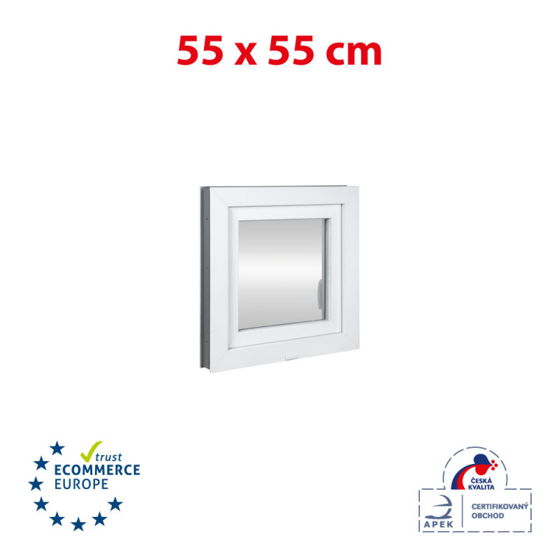 Plastic window 55x55 cm (550x550 mm), tilt-and-turn right, white | TROCAL