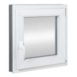 Plastic window 55x55 cm (550x550 mm), tilt-and-turn right, white | TROCAL