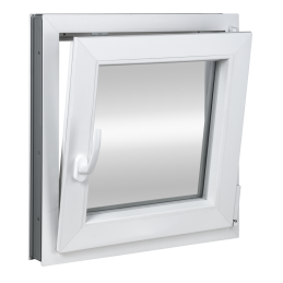 Plastic window 55x55 cm (550x550 mm), tilt-and-turn right, white | TROCAL