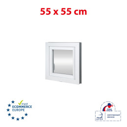 Plastic window 55x55 cm (550x550 mm), tilt-and-turn left, white | TROCAL