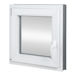 Plastic window 55x55 cm (550x550 mm), tilt-and-turn left, white | TROCAL