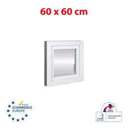 Plastic window 60x60 cm (600x600 mm), tilt-and-turn right, white | TROCAL