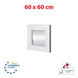 Plastic window 60x60 cm (600x600 mm), tilt-and-turn left, white | TROCAL