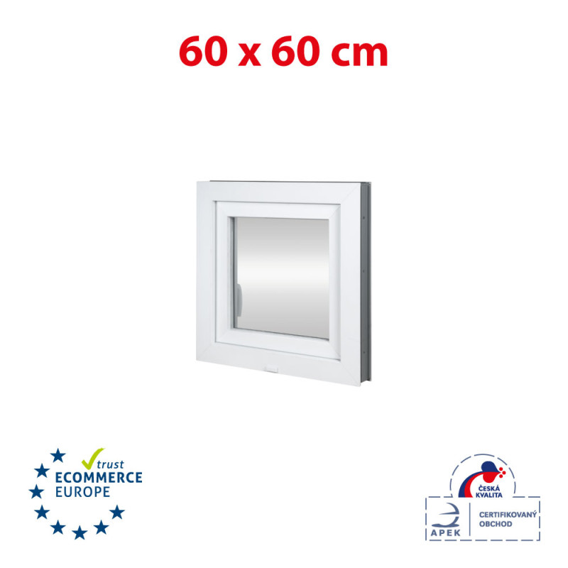 Plastic window 60x60 cm (600x600 mm), tilt-and-turn left, white | TROCAL