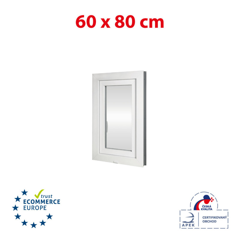 Plastic window 60x80 cm (600x800 mm), tilt-and-turn left, white | TROCAL