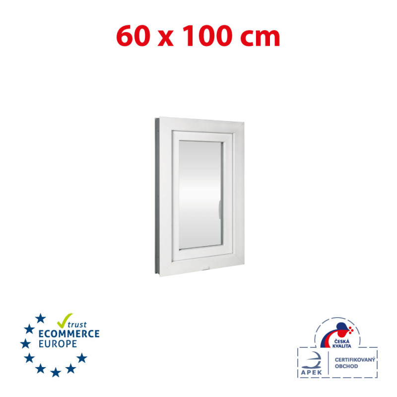 Plastic window 60x100 cm (600x1000 mm), tilt-and-turn right, white | TROCAL