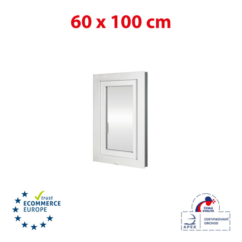 Plastic window 60x100 cm (600x1000 mm), tilt-and-turn left, white | TROCAL