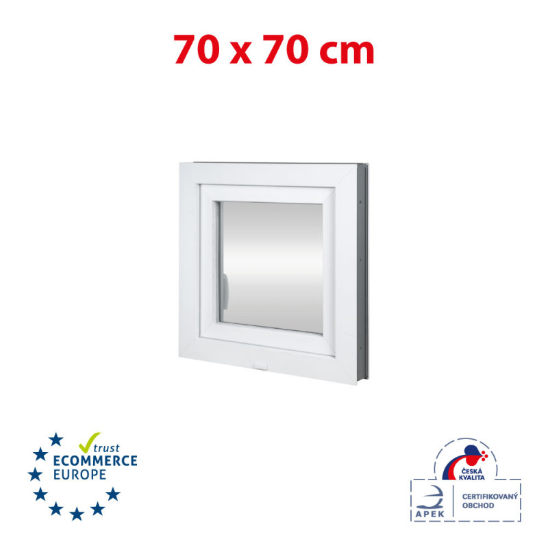 Plastic window 70x70 cm (700x700 mm), tilt-and-turn left, white | TROCAL