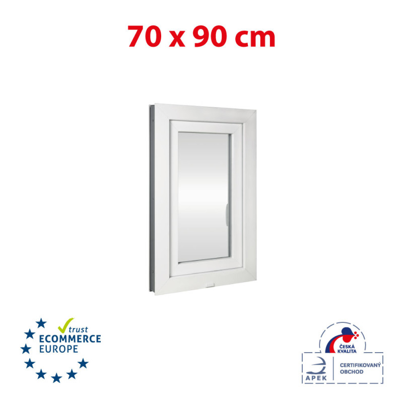 Fereastră din plastic | 70 x 90 cm (700 x 900 mm) | alb | deschidere și înclinare | dreapta
