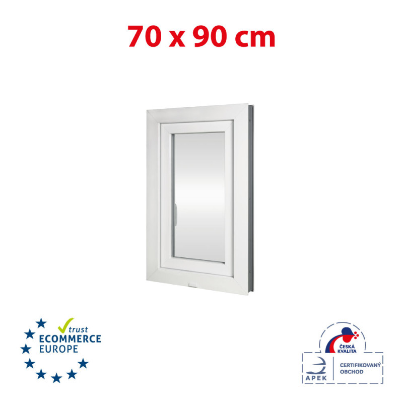 Plastic window 70x90 cm (700x900 mm), tilt-and-turn left, white | TROCAL